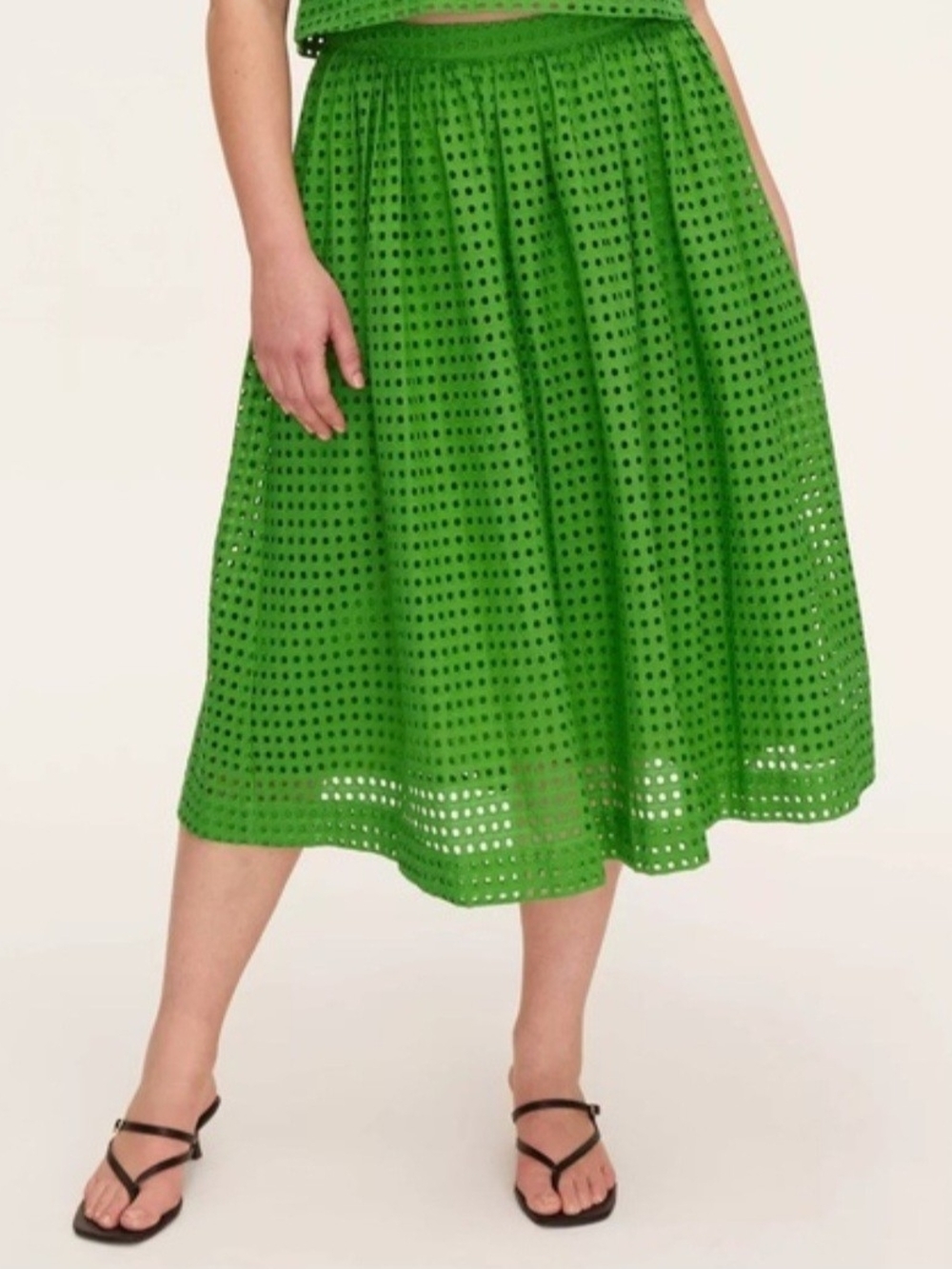 kate spade Bright Green Eyelet Midi Skirt